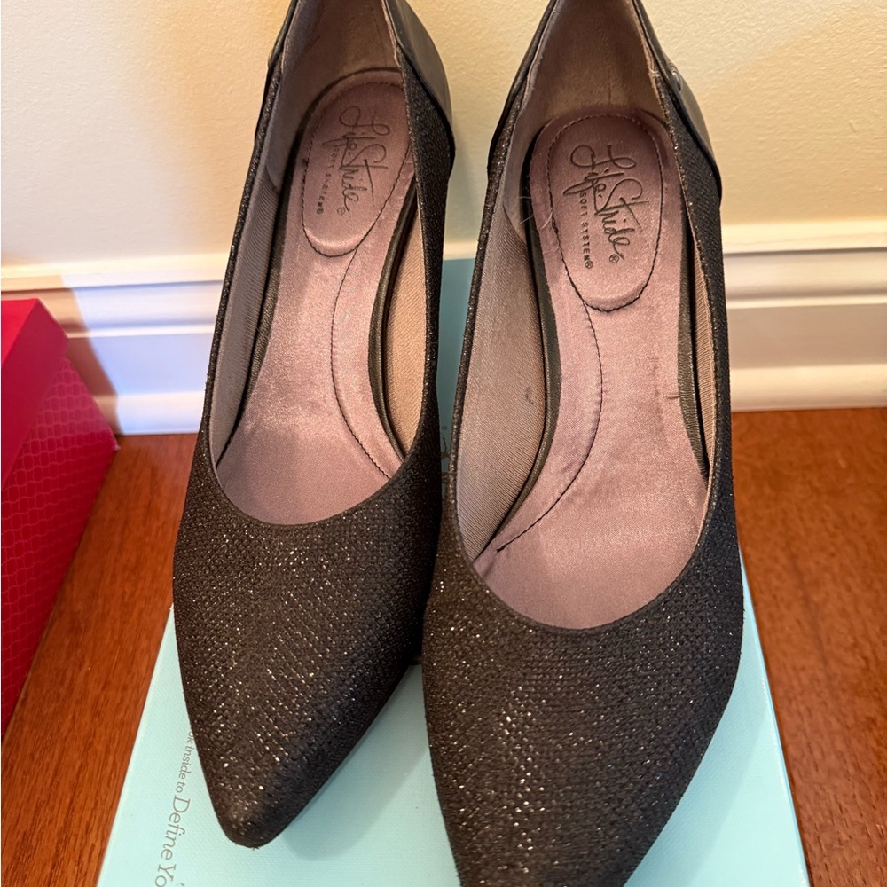 Life Stride Sparkling Black Heels